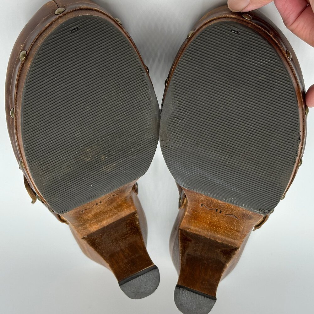 Mia Women's Brown Y2K Leather 3"  Heel Mules Clogs Size 7 Made In Brazil - Picture 9 of 9